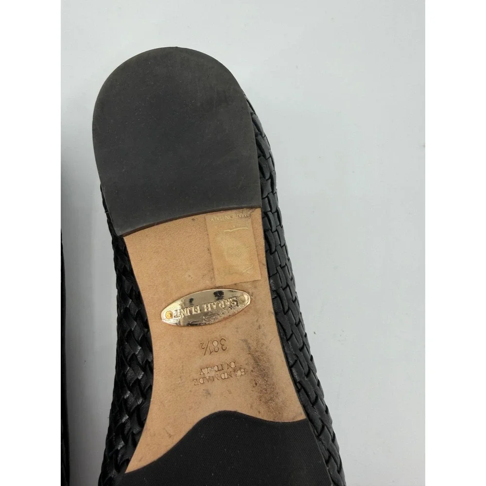 Sarah Flint Black Woven Leather Ballet Flats